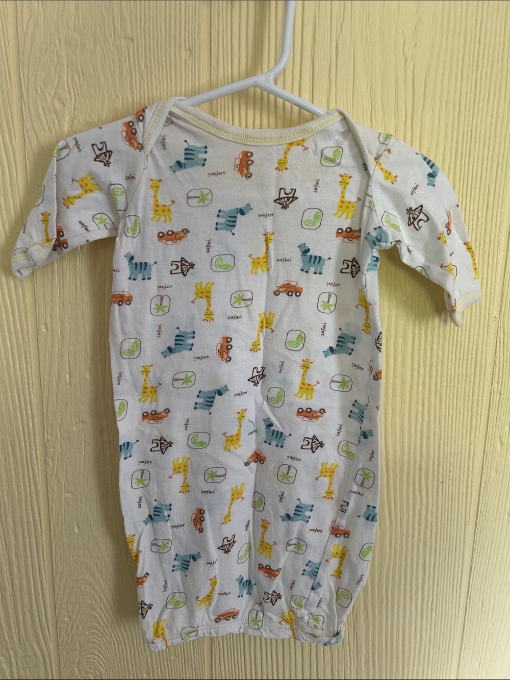 Baby Sleeper Gown with Yellow Giraffe & Blue Zebra Print